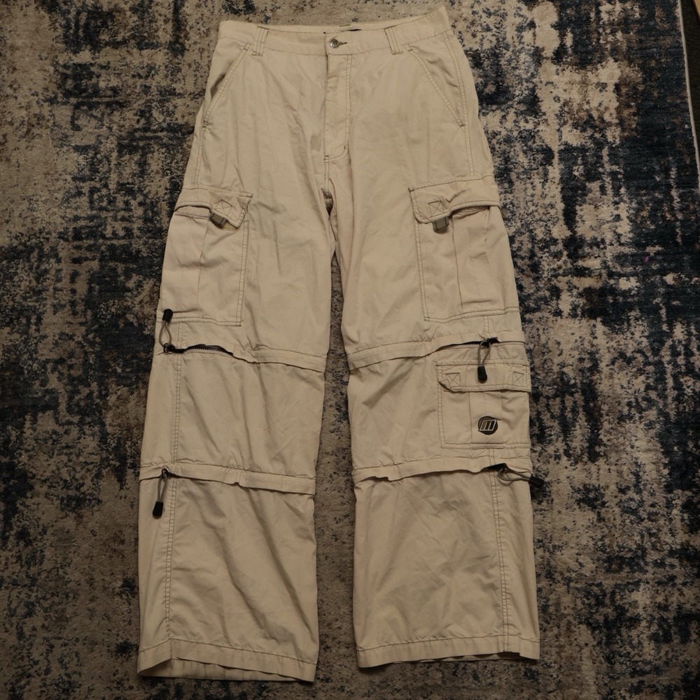 Vintage Y2k 90s Macgear Cargo Pants Baggy Cinch Wide Leg Raver Skater Size 32x30